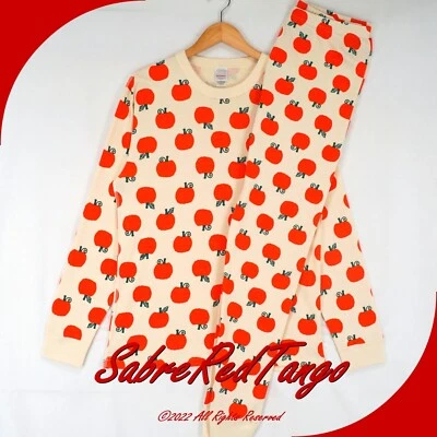 NWT HANNA ANDERSSON ORGANIC LONG JOHNS PAJAMAS HALLOWEEN JACK O LANTERNS ECRU L - Image 1 of 4