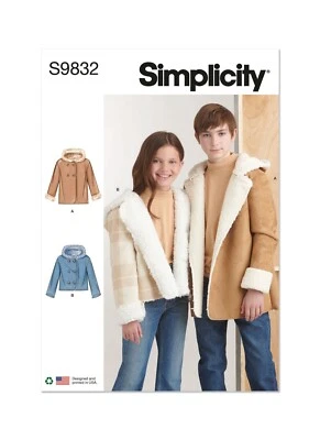 SIMPLICITY 9832 GIRLS BOYS HOODED JACKETS Sewing Pattern Size 7-14 Skill AVERAGE - Image 1 of 4