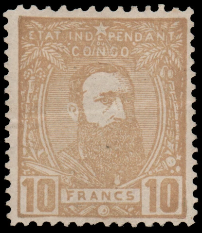 BELGIAN CONGO 1891 10fr BUFF MINT #13 well-centered MLH slight natural gum creas Cover