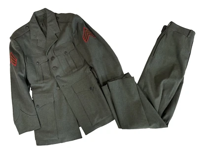 De colección Para Hombre Verde Marines 2 piezas Pantalón Traje Uniforme Chaqueta USMC Vestido Militar 36 S Foto 1 de 4