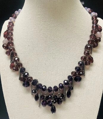 Collar Simply Vera Wang Tono Plata Púrpura Violeta Cuelga Cuentas Facetadas NUEVO $34 Foto 1 de 4