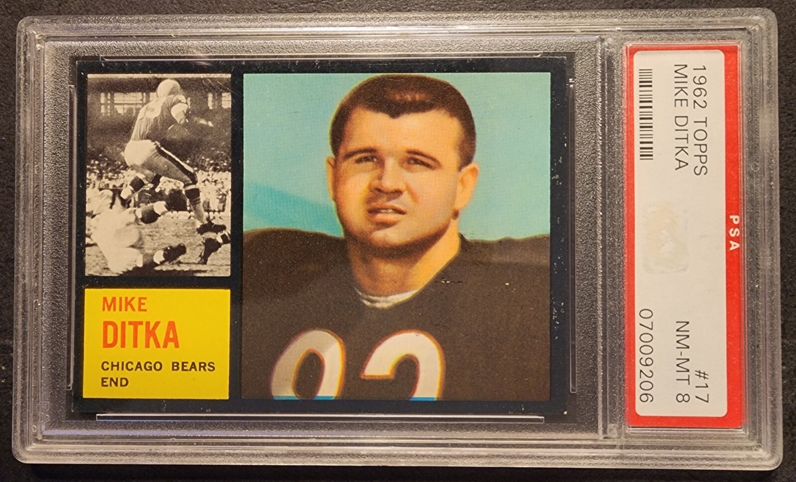 Mike Ditka (HOF) Rookie Card RC 1962 Topps PSA 8, ONLY 4 GRADED HIGHER!!!