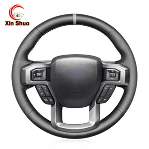 Black Artificial Leather Steering Wheel Cover For Ford F-150 F-250 F-350 F-450 - Bild 1 von 16
