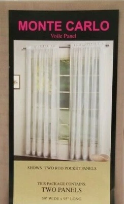 2 Monte Carlo Taupe Rod Pocket Voile Panels (1 Pair) 118" x 95" NIP - Image 1 of 4