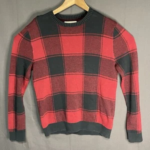 Maglione pullover rosso a quadri manica lunga girocollo HOLLISTER uomo taglia grande - Foto 1 di 9