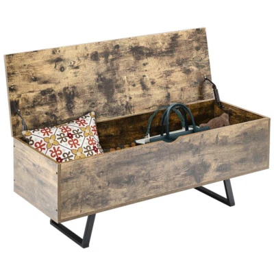 Large Wooden Ottoman Seat Sturdy Chest Box Toy Blanket Storage Unit Trunk w/Lid  - Image 1 of 4