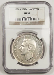 1938 Australia George VI Silver CROWN Coin NGC AU58 About Uncirculated KEY DATE - Picture 1 of 4