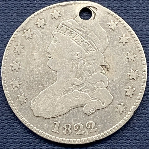 1822 Capped Bust Quarter 25c Mid Grade F #54519 Cover
