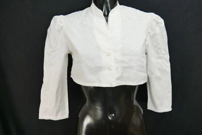 Gr.42 Dirndlbluse weiß Bluse für Dirndl Baumwolle mit Spitze B11627 - Bild 1 von 4