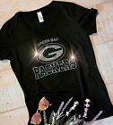 Green Bay Packers New Women's sizing Rhinestone VNeck T-shirt sizes S thru 4X