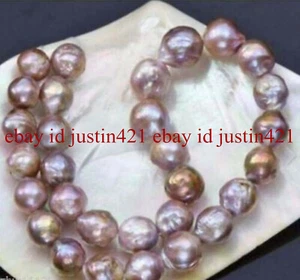Huge 12-13mm Natural South Seas Pink Purple Kasumi Pearl Necklace 18 Inch - Picture 1 of 12