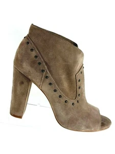Vince Camuto Women’s Ankle Boots Sz 9.5 M Suede Brown Peep Toe - Picture 1 of 12