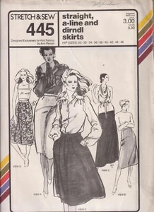445 STRETCH & SEW c.1979 - SKIRTS: Straight, Aline & Dirndl - H 30-46" - Picture 1 of 2