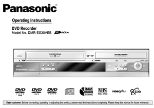 Panasonic DVD Video Recorder Operating Instructions DMR-ES30VEB * MANUAL ONLY * - Picture 1 of 1
