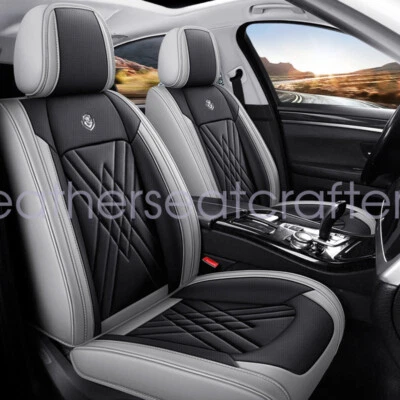 Front & Rear Leather 5Seat Covers Protector Cushion For Hyundai Black & Gray Foto 1 de 4