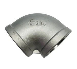 609E111SW020, Elbow 90° 316 Stainless S, 2"x2" Fitting Pipe Size, FxF, Class 150 - Picture 1 of 8