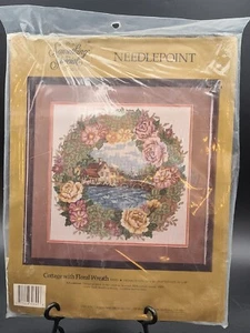 Something Special Needlepoint Kit Cottage With Floral Wreath 30645 Candamar 1990 - Picture 1 of 2