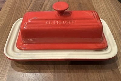 Le Creuset Cerise Cherry Red Stoneware 1/4 Lb Butter Dish Covered with Lid - Image 1 of 4