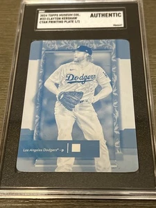 2024 Topps Museum Collection Clayton Kershaw CYAN Printing Plate 1/1 SGC Graded - Bild 1 von 5