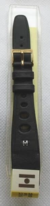 HIRSCH R25 Perforated Black LEATHER WATCH STRAP 20mm Open End - New - Picture 1 of 4