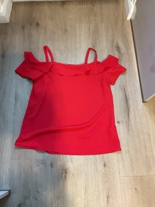 BNWOT LADIES RED OFF THE SHOULDER WITH 2 STRAPS AND FRILL DETAIL SIZE 12 - Picture 1 of 3
