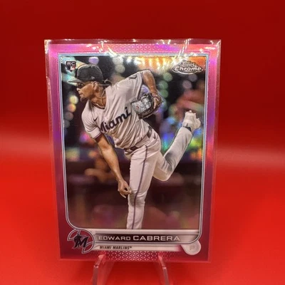 2022 Topps Chrome Edward Cabrera #64 Pink Refractor Miami Marlins 16O - Image 1 of 2