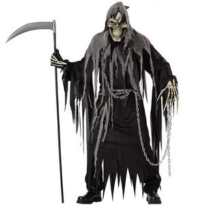 Halloween Sensenmann Kostüm Herren Grusel Outfit Festival Tod Böse Cosplay Kleid - Bild 1 von 11