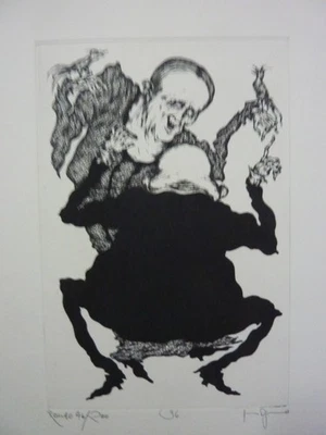 GERTRUDE DEGENHARDT - Original Radierung 1977 "Tänzer & Musikanten" HANDSIGNIERT - Bild 1 von 3