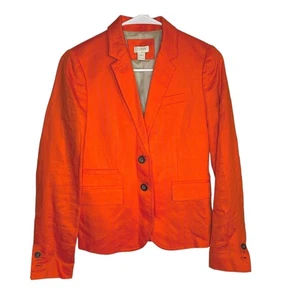J.Crew Women's 100% Linen Blazer Jacket Size 0 Orange Two Button Front office - Picture 1 of 5