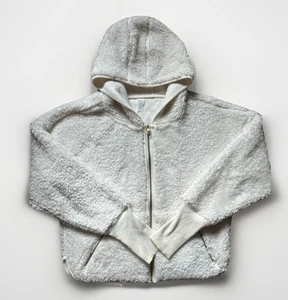 Athleta Reversible Sherpa Jacket White Sweatshirt SIZE M Hoodie - Picture 1 of 5