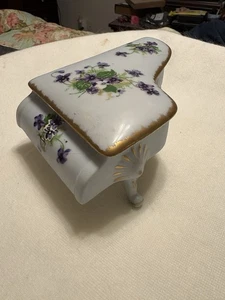 Caja de joyería/baratija Norcrest vintage fina china dulce violetas piano Japón - Imagen 1 de 12