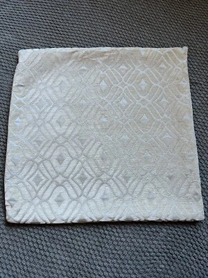Ivory Chenille and Silver Metallic Lattice Pattern Throw Pillow Cover, 20", Zip - Image 1 of 4