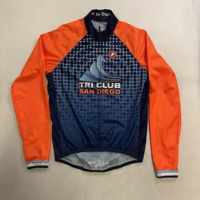 Велосипедная куртка Castelli мужская большая синяя оранжевая ветровка Tri Club San Diego - Изображение 1 из 4