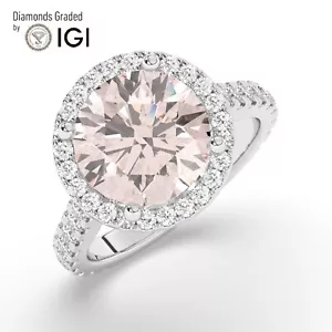 Round Solitaire 14K White Gold Intense Pink Engagement Ring,5.15ct Labgrown IGI - Picture 1 of 18