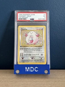 PSA 5 Chansey 1st edition Shadowless Holo 3/102 Base Set Graded Pokemon Card TCG - Picture 1 of 10