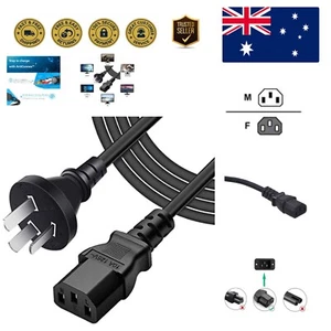 IEC 320 C13 3-Prong Australia Power Cord - 2m Durable 18 AWG Extension - Picture 1 of 8