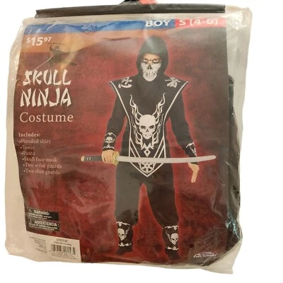 Boys Skull Ninja Costume Set S (4-6) With Mask & Accessories - Image 1 of 4