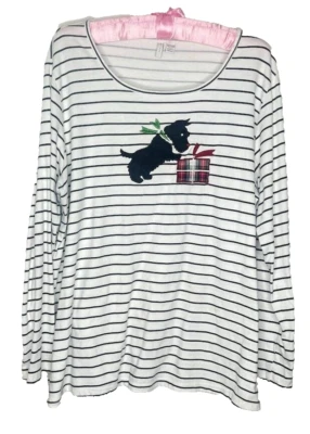 Cato Womens White Striped Scotty Dog  Long Sleeve Size 18/20W - Image 1 of 4