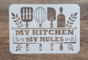 Plantilla Cocina My Kitchen Texto ST-1010553 Tatuaje de Pared Vintage Plantilla Pintura - Imagen 1 de 5