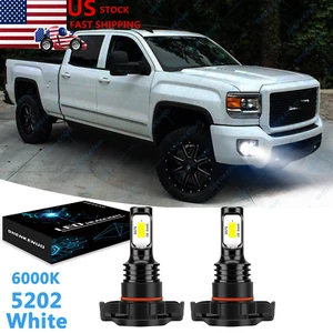 For 2014 2015 GMC Sierra 1500 6000K LED Headlight Fog Light Bulbs 2x 5202 - Picture 1 of 12