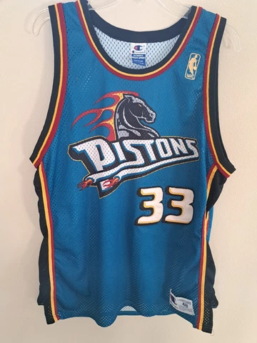 Vtg GRANT HILL DETROIT PISTONS Authentic Gold 50th Jersey Champion Sz 48 Cover