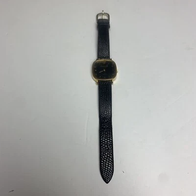 Vtg Valentino Tank Watch Women Rectangle Gold Tone Leather Band - Image 1 of 4