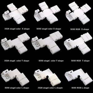 LED Strip Connector 8mm 3528 10mm 5050 L T X Shape No welding Adapters RC - Picture 1 of 15
