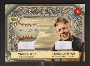 2024 HA Prime MICKEY MANTLE & CHARLES LINDBERGH Historic DNA HAIR RELIC CARD 2/5 - Picture 1 of 2