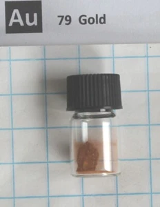 Gold Metall 99,95% Feinpulver 0,2 Gramm in Glasflasche Gold dust Element 79 - Picture 1 of 1
