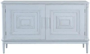 Sideboard Leyland Transitional Molding White Distressed Solid Wood 2-Door - Picture 1 of 5