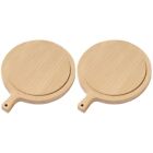  2 Pieces Bamboo Cutting Board Chopping with Handle Toy Pizza