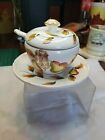 Hand Painted Pears Porcelain Made In Italy Sugar Bowl W Lid Spoon Bellezza