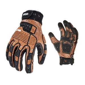 1 par de guantes de trabajo mecánicos de impacto de cuero de vaca Vgo, repelente al agua (CA7722IP) - Imagen 1 de 7