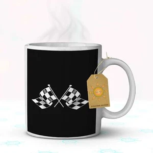 Racing Flag Coffee Mug 11 oz. White Ceramic - Picture 1 of 2